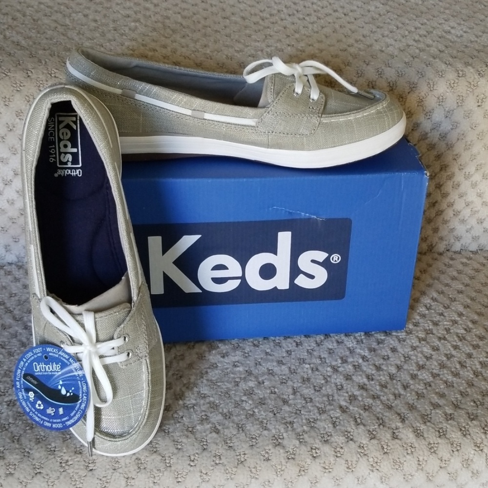 KEDS ORTHOLITE GLIMMER LINEN SILVER 91/2M NIB